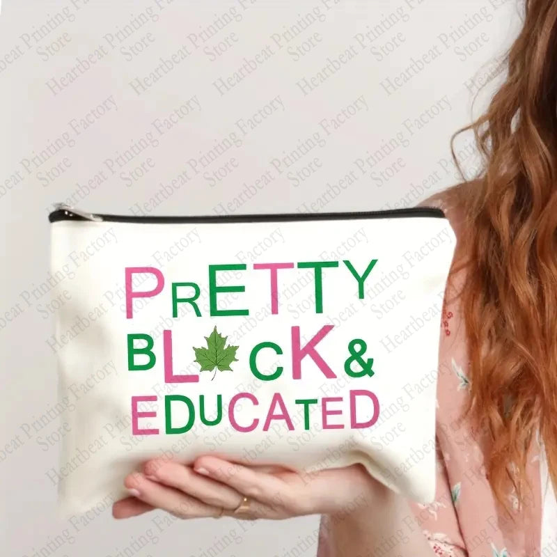 Alpha Kappa Alpha 'Pretty, Black, & Educated' Cosmetic Bag