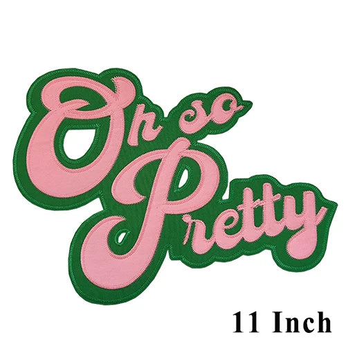 Large 'Oh So Pretty' Alpha Kappa Alpha Embroidered Iron-On Patch