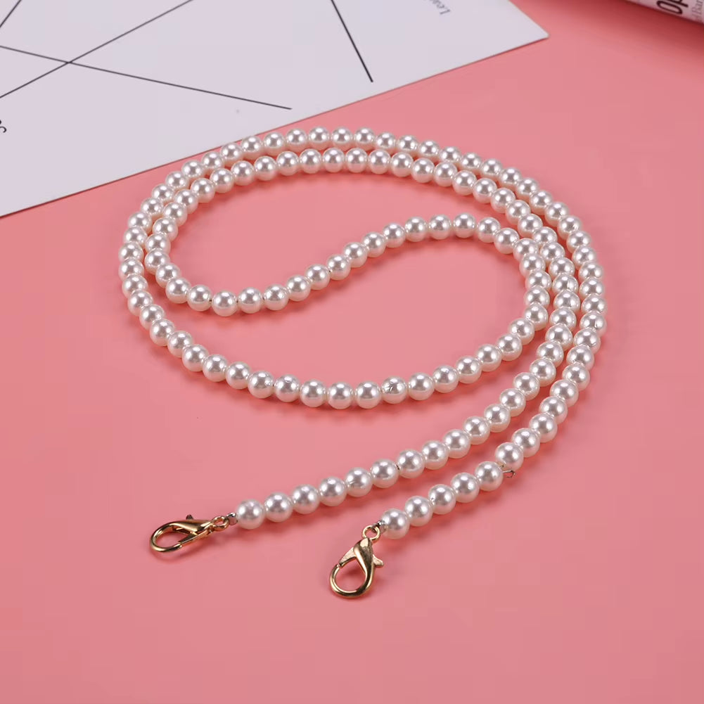 100/120Cm Pearl Strap for Bags Handbag Handles DIY Purse Replacement Long Beaded Chain for Shoulder Bag Straps Pearl Belt