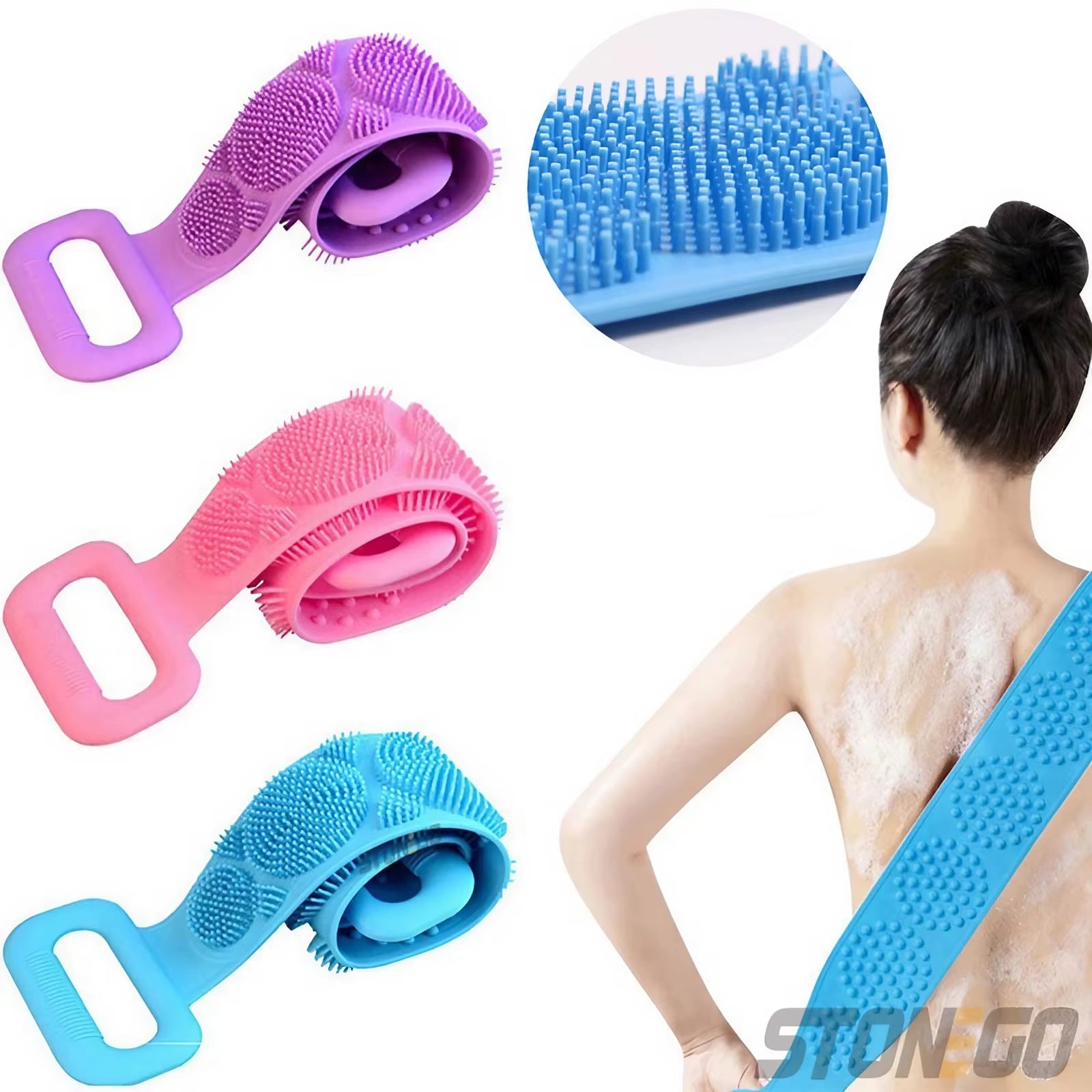 Silicone Bath Towel Massage Bath Brush Long Strip of Back Rubbing Ash Rubbing Bath with  Rubbing Bath Towel