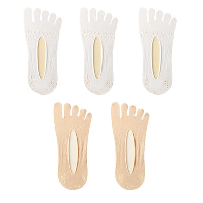 5Pairs Women Socks with Fingers Breathable Summer Ultra-Thin Transparent Sock Invisible Elastic Boat Socks Comfortable Boat Sox