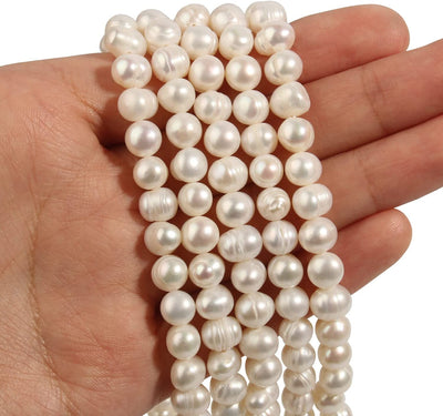 6X7Mm Natural Freshwater Cultured Pearl Beads White round Pearl Loose Beads for Jewelry Making (47-53Pcs/Pack)