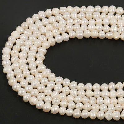 6X7Mm Natural Freshwater Cultured Pearl Beads White round Pearl Loose Beads for Jewelry Making (47-53Pcs/Pack)