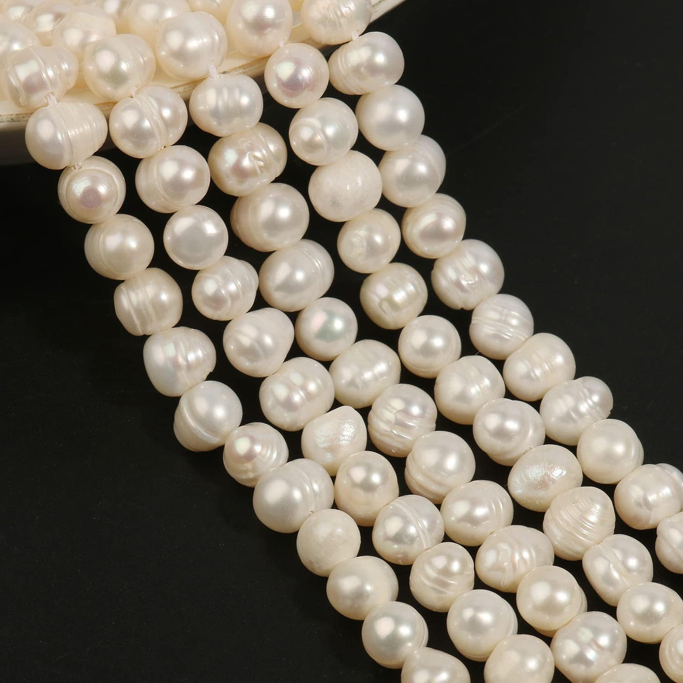 6X7Mm Natural Freshwater Cultured Pearl Beads White round Pearl Loose Beads for Jewelry Making (47-53Pcs/Pack)