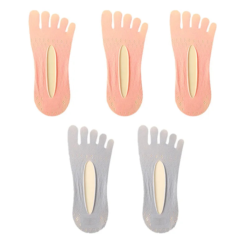 5Pairs Women Socks with Fingers Breathable Summer Ultra-Thin Transparent Sock Invisible Elastic Boat Socks Comfortable Boat Sox