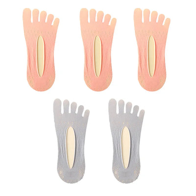 5Pairs Women Socks with Fingers Breathable Summer Ultra-Thin Transparent Sock Invisible Elastic Boat Socks Comfortable Boat Sox